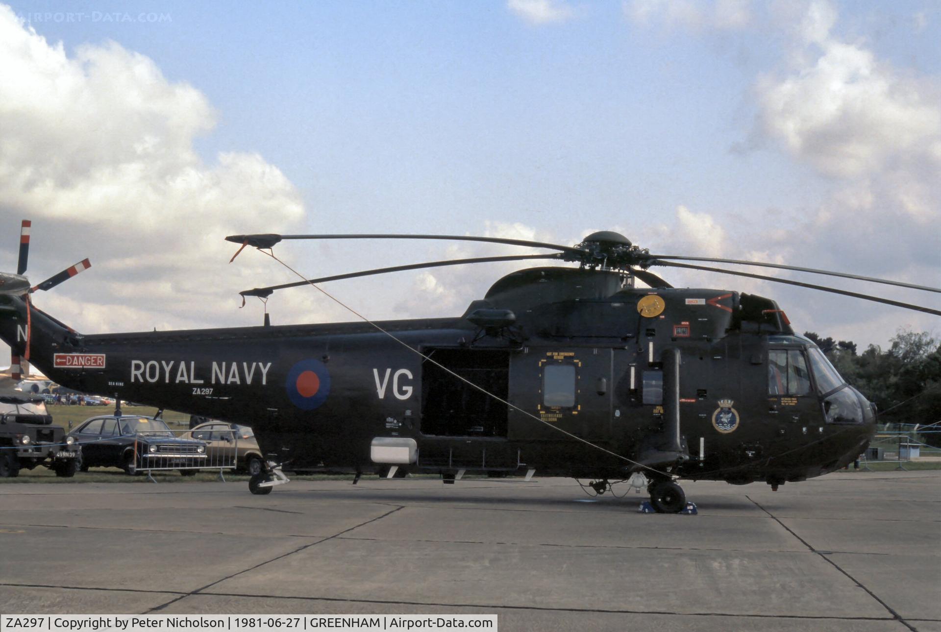ZA297, 1980 Westland Sea King HC.4 C/N WA911, Sea King HC.4 of 846 Squadron aboard HMS Invincible at the 1981 International Air Tattoo at RAF Greenham Common.