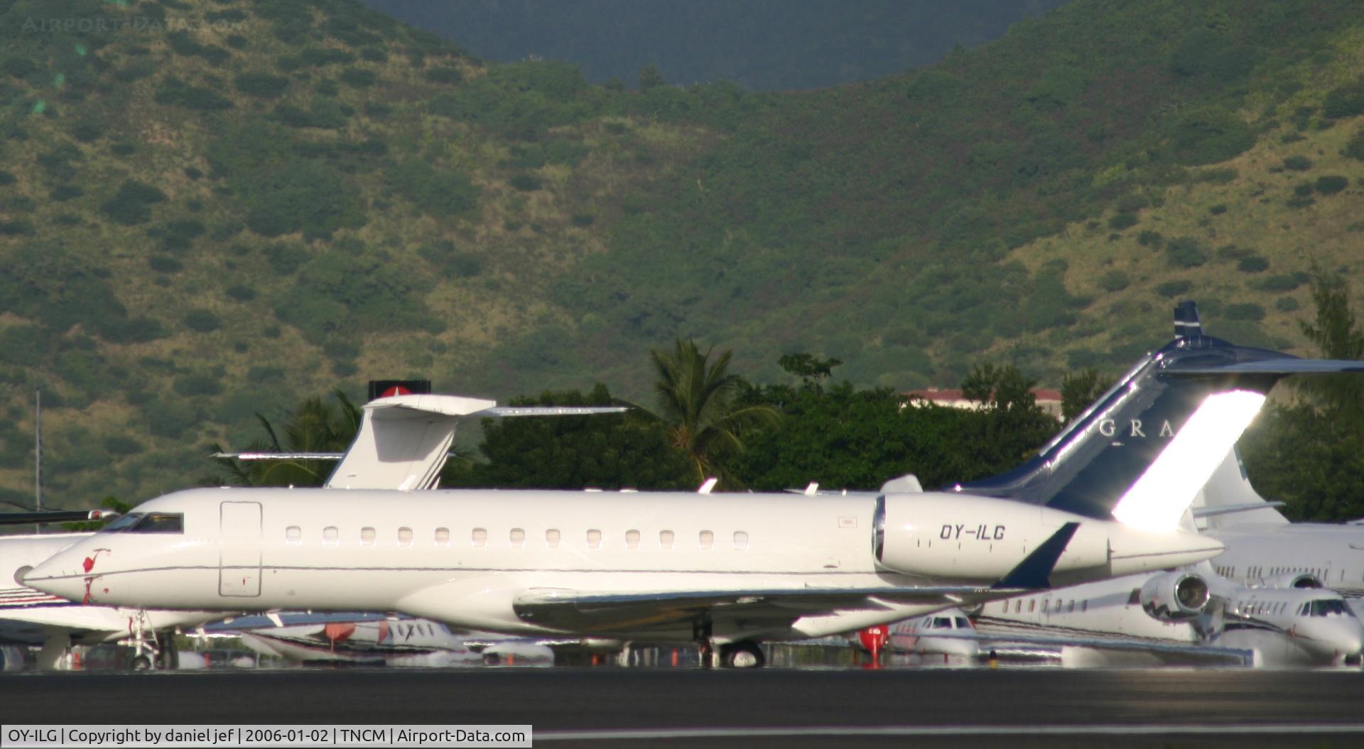 OY-ILG, 2004 Bombardier BD-700 1A10 Global Express C/N 9163, park at the  tncm ramp