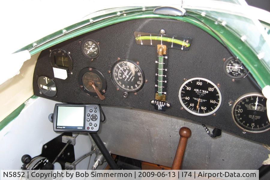 N5852, 1928 Waco GXE C/N 1586, Rear cockpit.  At the Urbana, Ohio breakfast fly-in.