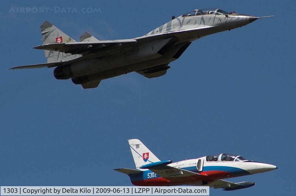 1303, Mikoyan-Gurevich MiG-29UB C/N N50903028113, Slovak Air Force  overflight L-39 & MiG-29UB