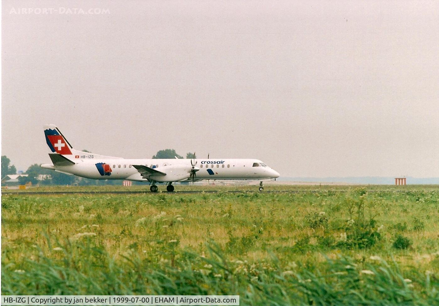 HB-IZG, 1995 Saab 2000 C/N 2000-010, Justafter landing at Schiphol in July 1999