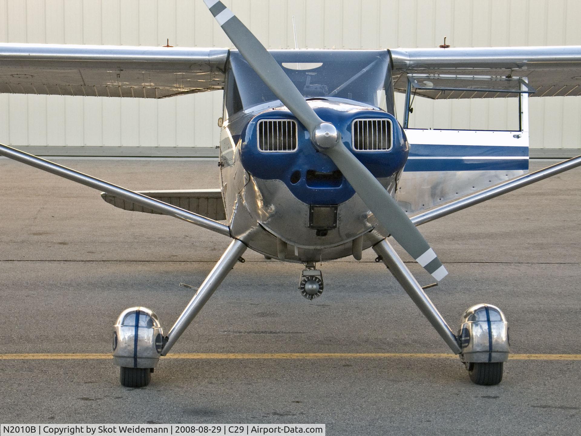 N2010B, 1948 Luscombe 8A C/N 6437, Front view showing wind driven alternator