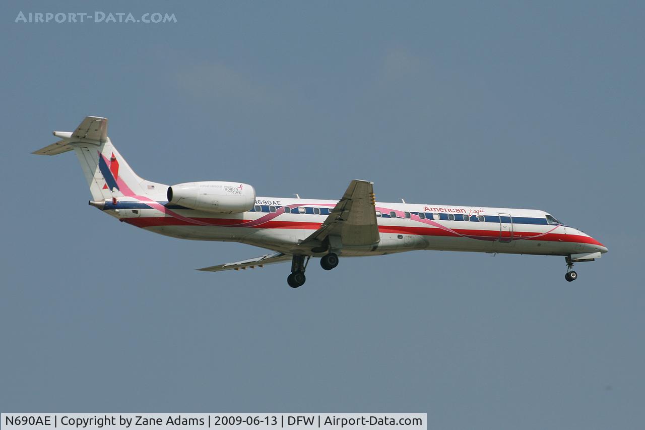 N690AE, 2004 Embraer ERJ-145LR (EMB-145LR) C/N 14500858, American Eagle at DFW - Special Paint - Susan G. Komen Race for the Cure