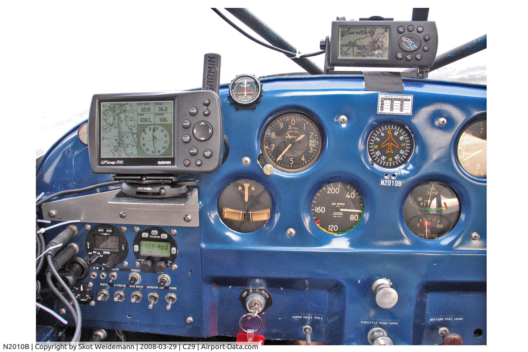 N2010B, 1948 Luscombe 8A C/N 6437, Revised panel with com radio, transponder & portable GPS