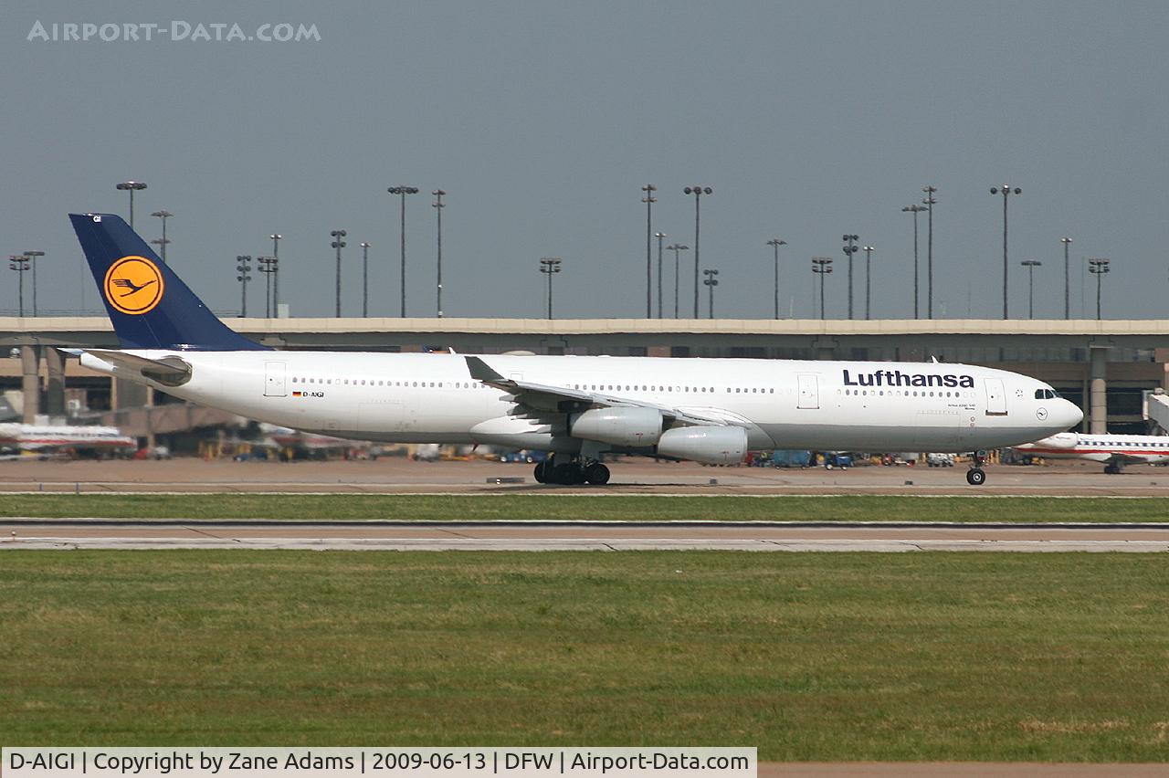 D-AIGI, 1994 Airbus A340-311 C/N 053, Lufthansa A340 Departing DFW