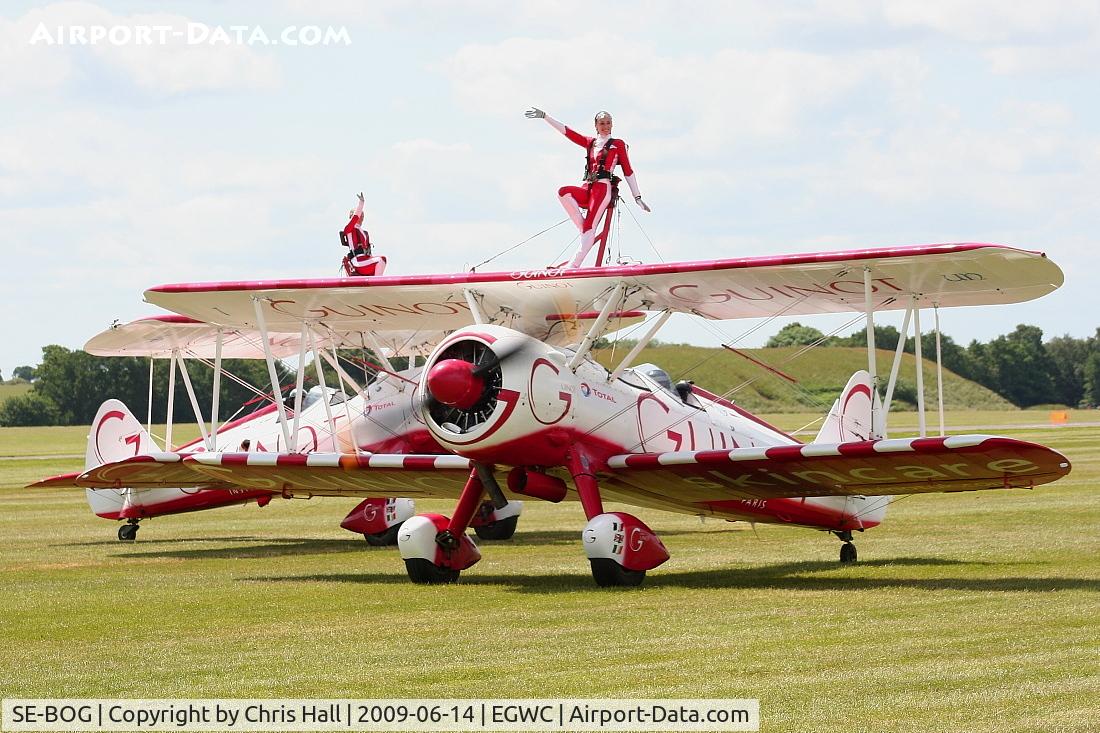 SE-BOG, 1942 Boeing N2S-3 Kaydet (B75N1) C/N 75-7128, Team Guinot Boeing Stearman displaying at the Cosford Air Show