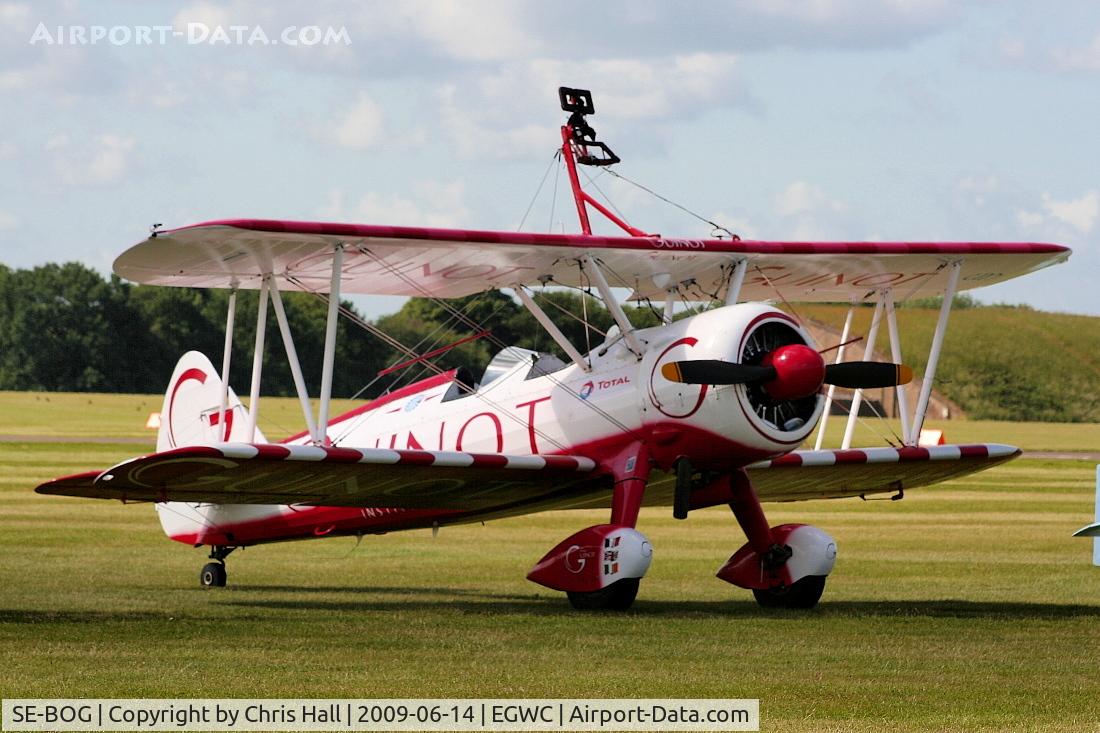 SE-BOG, 1942 Boeing N2S-3 Kaydet (B75N1) C/N 75-7128, Team Guinot Boeing Stearman displaying at the Cosford Air Show