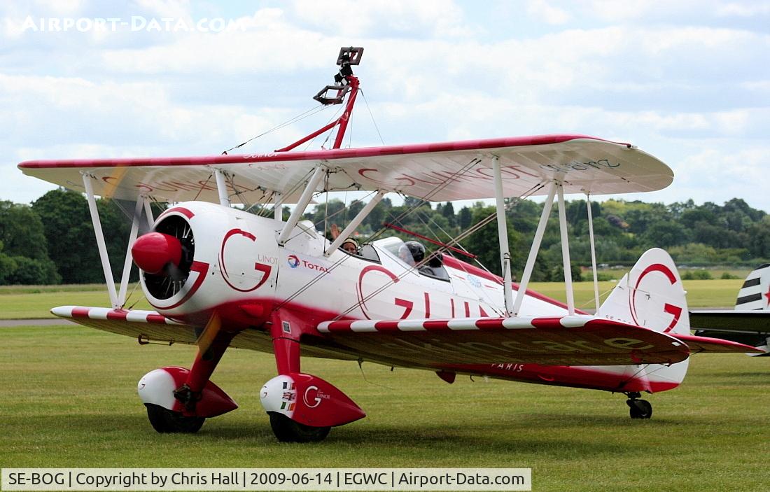 SE-BOG, 1942 Boeing N2S-3 Kaydet (B75N1) C/N 75-7128, Team Guinot Boeing Stearman displaying at the Cosford Air Show