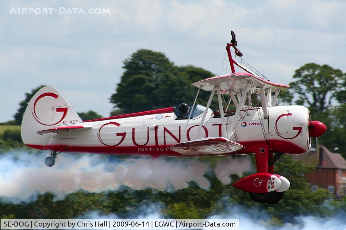 SE-BOG, 1942 Boeing N2S-3 Kaydet (B75N1) C/N 75-7128, Team Guinot Boeing Stearman displaying at the Cosford Air Show