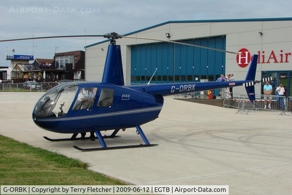 G-ORBK, 2003 Robinson R44 Raven II C/N 10213, Visitor to 2009 AeroExpo at Wycombe Air Park
