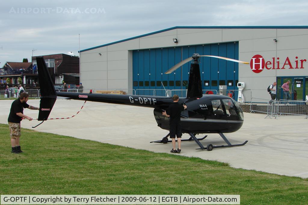 G-OPTF, 2003 Robinson R44 Raven II C/N 10235, Visitor to 2009 AeroExpo at Wycombe Air Park