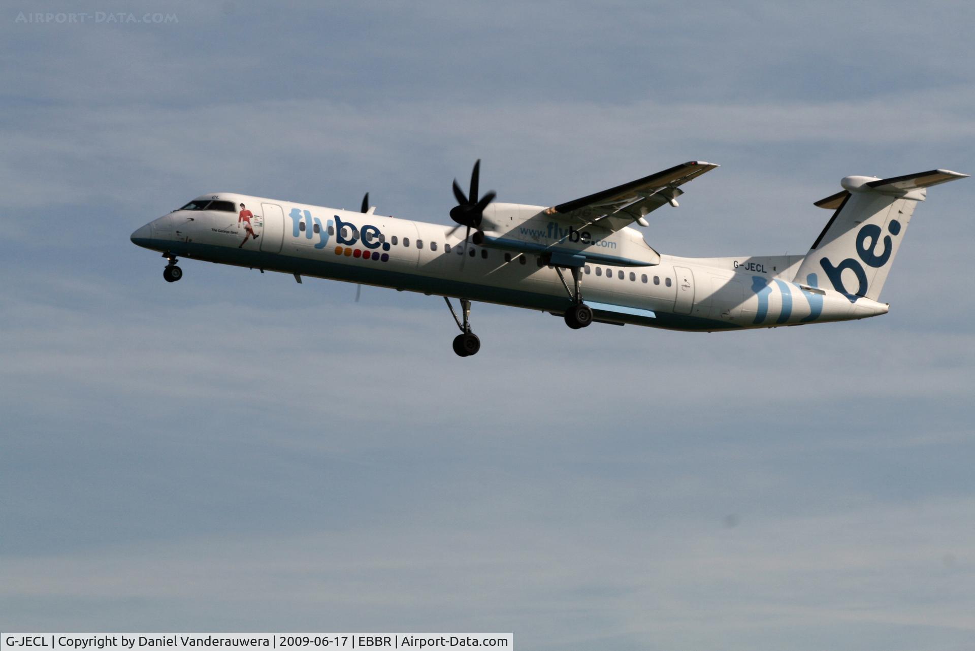 G-JECL, 2005 De Havilland Canada DHC-8-402Q Dash 8 C/N 4114, arrival of flight BE7181 to rwy 25L