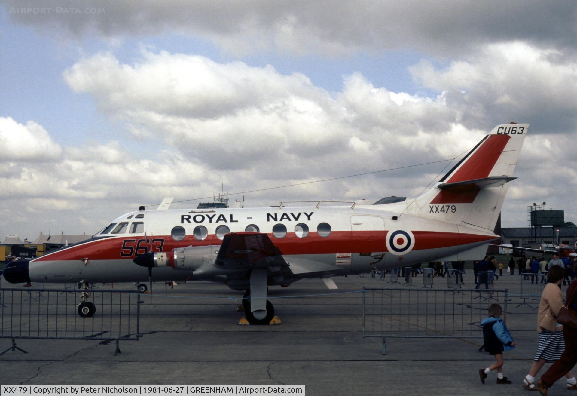 XX479, 1969 Scottish Aviation HP-137 Jetstream T.2 C/N 259, Jetstream T.2 of 750 Squadron on display at the 1981 Intnl Air Tattoo at RAF Greenham Common.