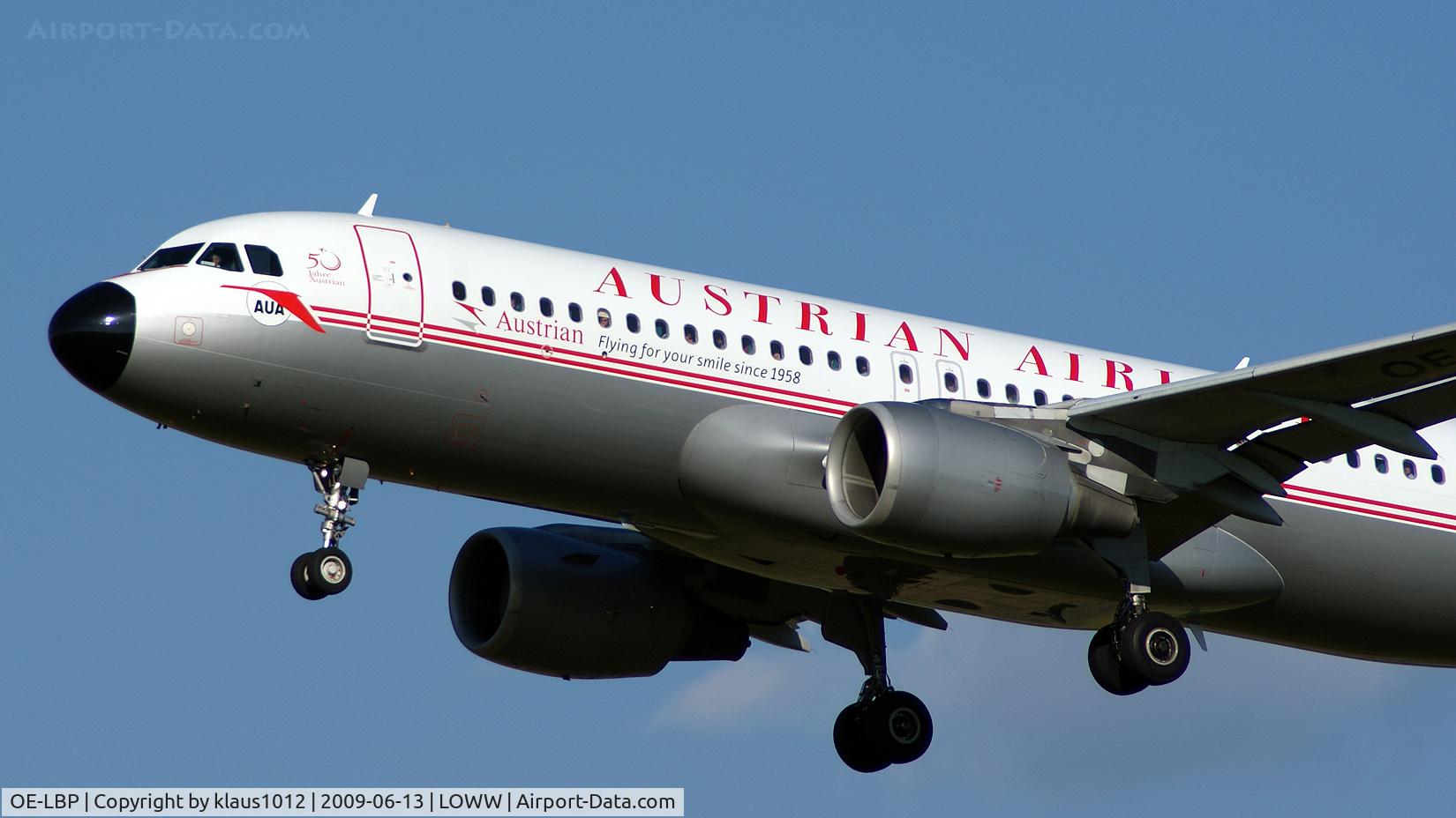 OE-LBP, 1998 Airbus A320-214 C/N 797, Austrian's retro jet approching Vienna Intl. Airport on rw 34.