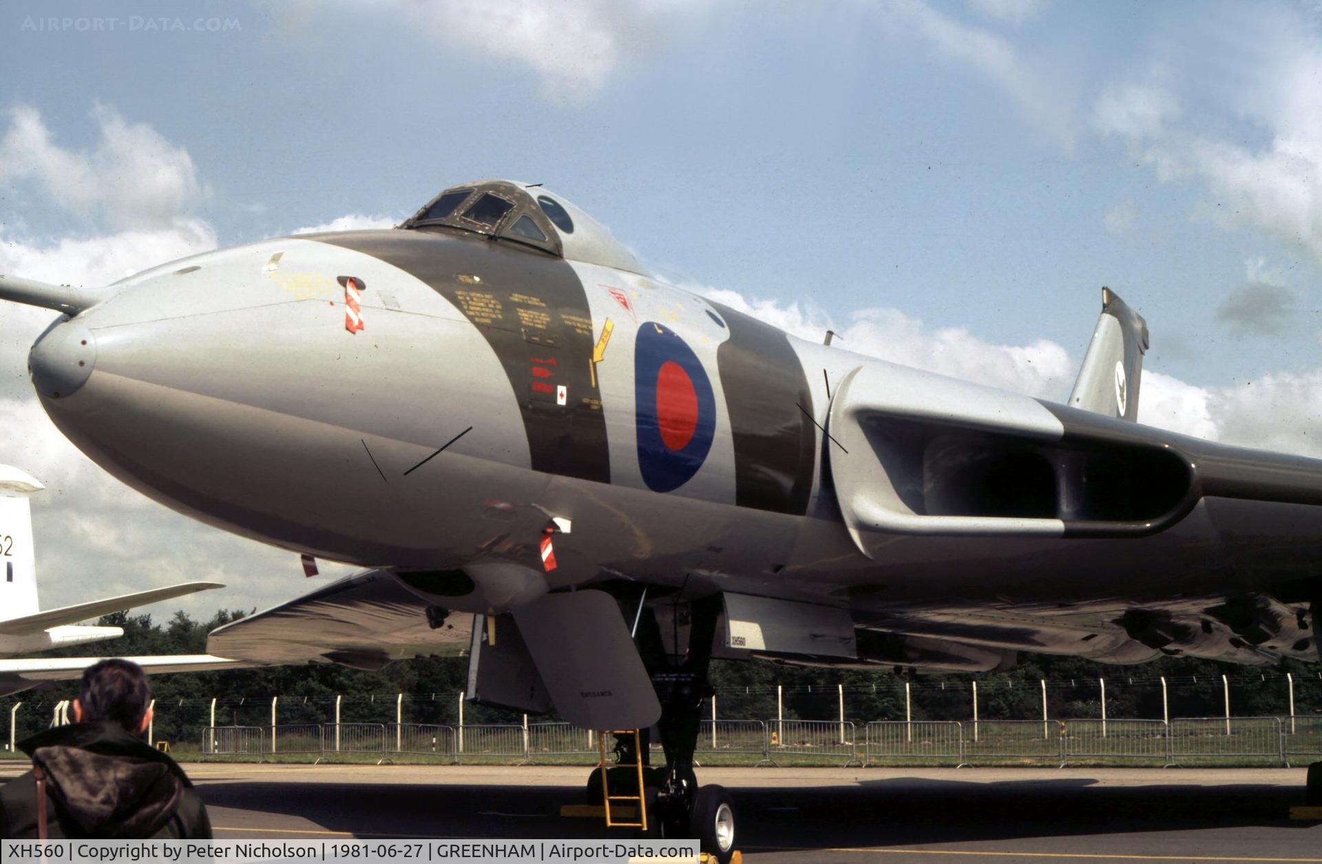 XH560, 1960 Avro Vulcan B.2 C/N Set 14, Vulcan B.2MRR of 27 Squadron on display at the 1981 Intnl Air Tattoo at RAF Greenham Common.