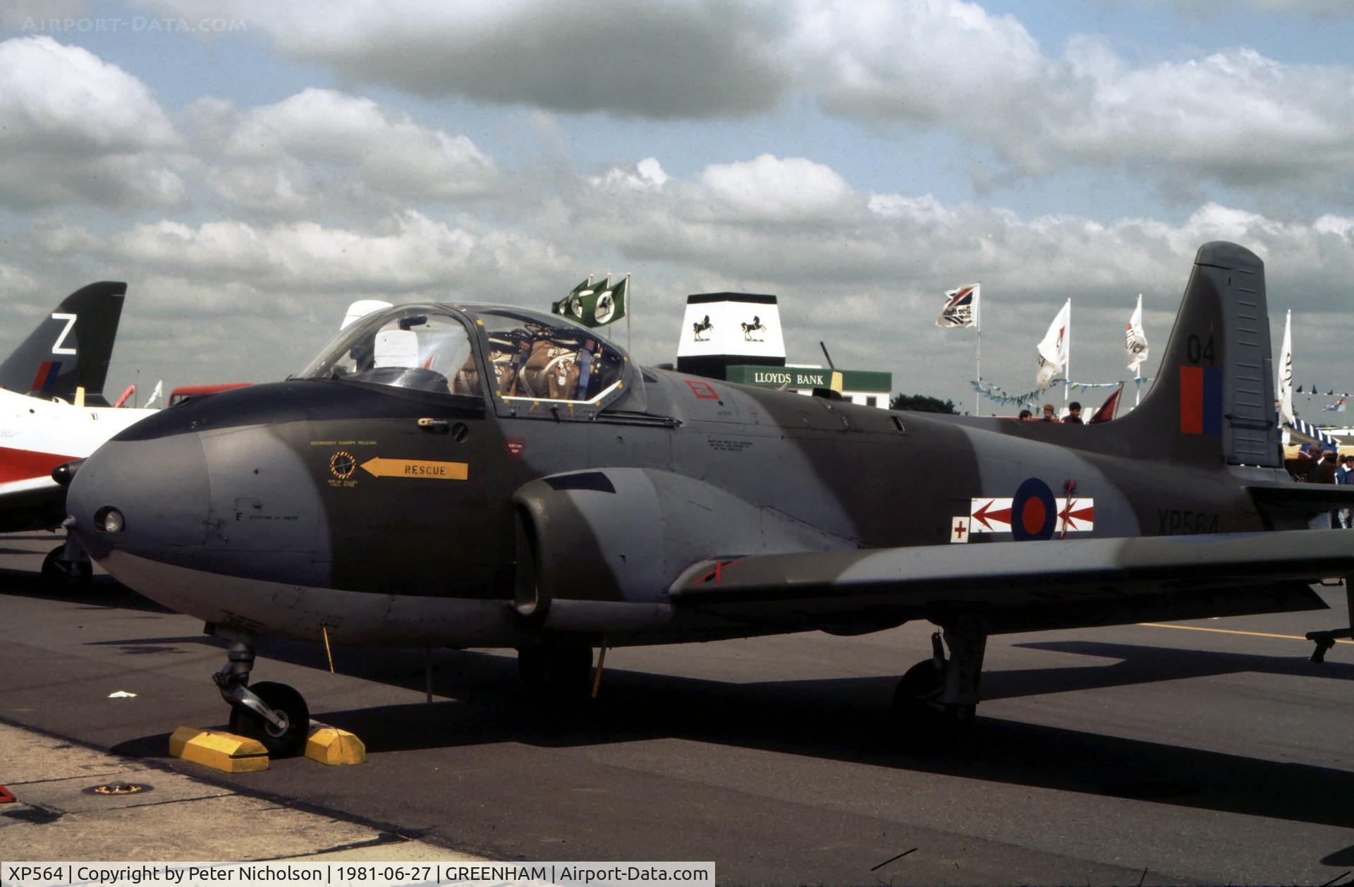 XP564, 1962 BAC 84 Jet Provost T.4 C/N PAC/W/15523, Jet Provost T.4 of 79 Squadron on display at the 1981 Intnl Air Tattoo at RAF Greenham Common.