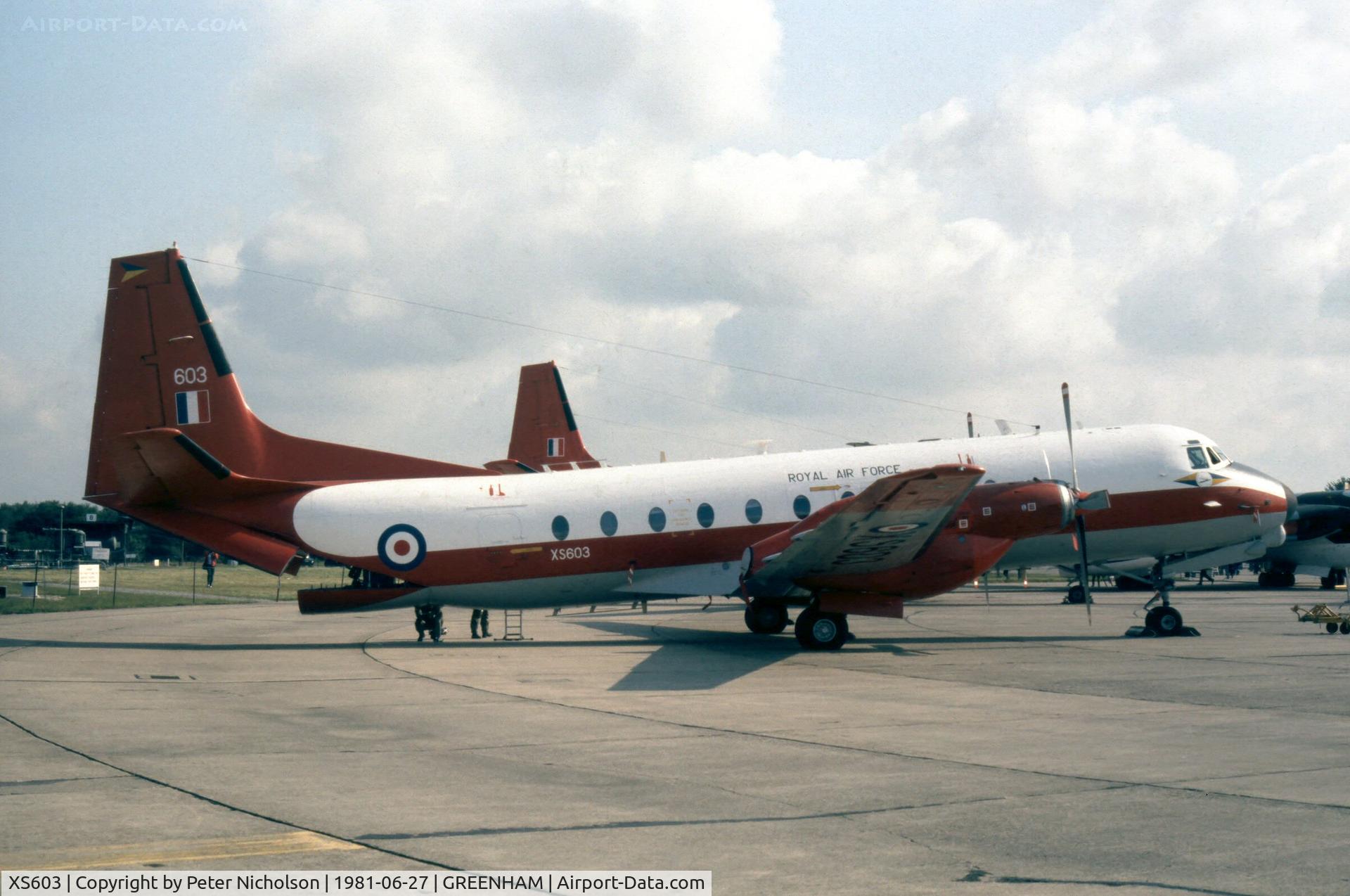 XS603, 1966 Hawker Siddeley HS-780 Andover E.3 C/N Set 10, Andover E.3 of 115 Squadron on display at the 1981 Intnl Air Tattoo at RAF Greenham Common.