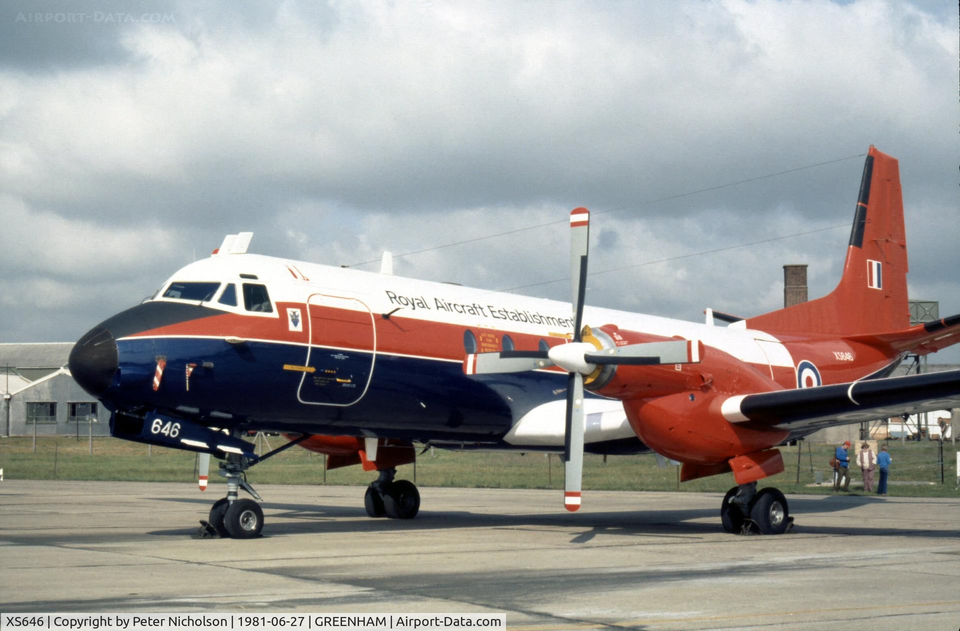 XS646, 1967 Hawker Siddeley HS-780 Andover C1 C/N Set 30, Andover C.1 of the Royal Aircraft Establishment, Farnborough on display at the 1981 Intnl Air Tattoo at RAF Greenham Common.
