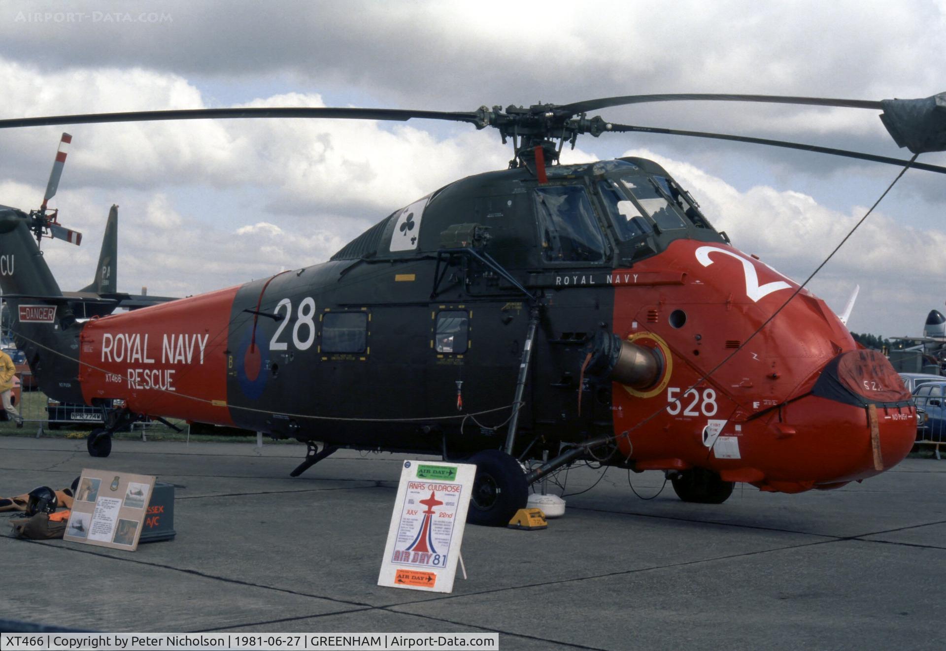 XT466, 1965 Westland Wessex HU.5 C/N WA288, Wessex HU.5 of 771 Squadron on display at the 1981 Intnl Air Tattoo at RAF Greenham Common.