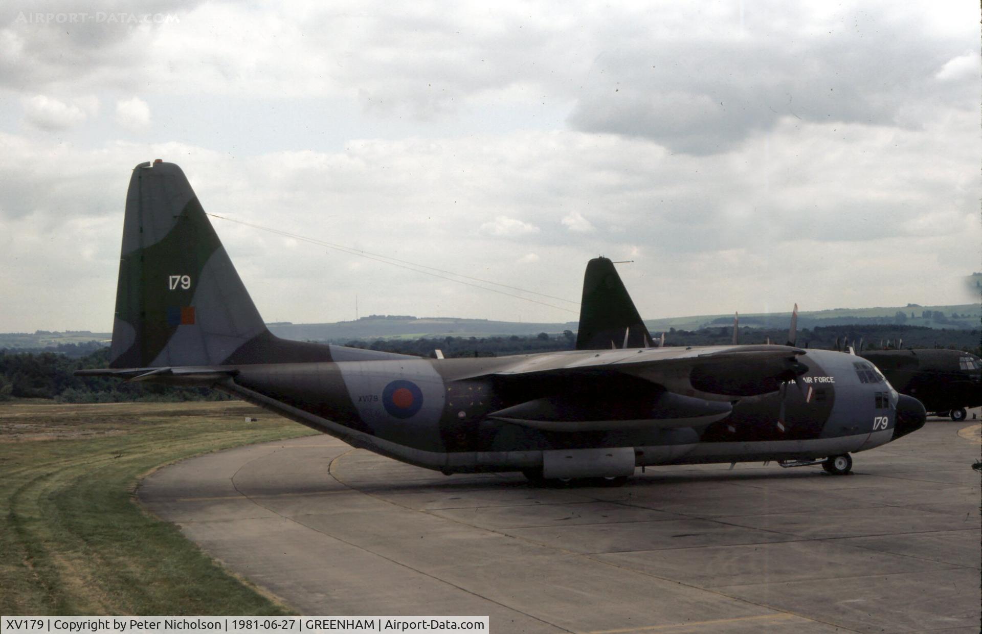 XV179, 1967 Lockheed C-130K Hercules C.1 C/N 382-4195, Hercules C.1 of the Lyneham Transport Wing on display at the 1981 Intnl Air Tattoo at RAF Greenham Common.