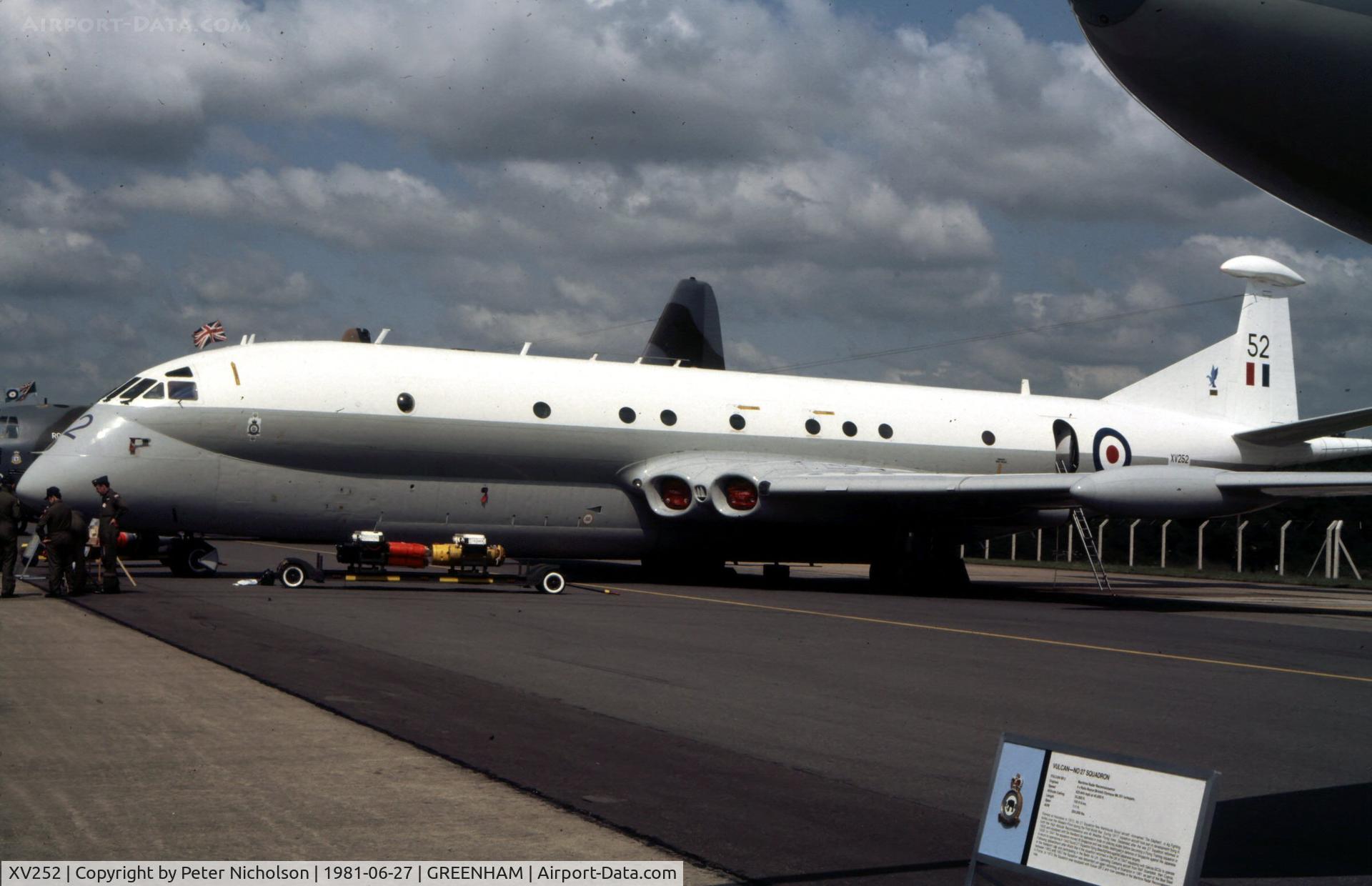XV252, Hawker Siddeley Nimrod MR.2 C/N 8027, Nimrod MR.1 of 201 Squadron on display at the 1981 Intnl Air Tattoo at RAF Greenham Common.