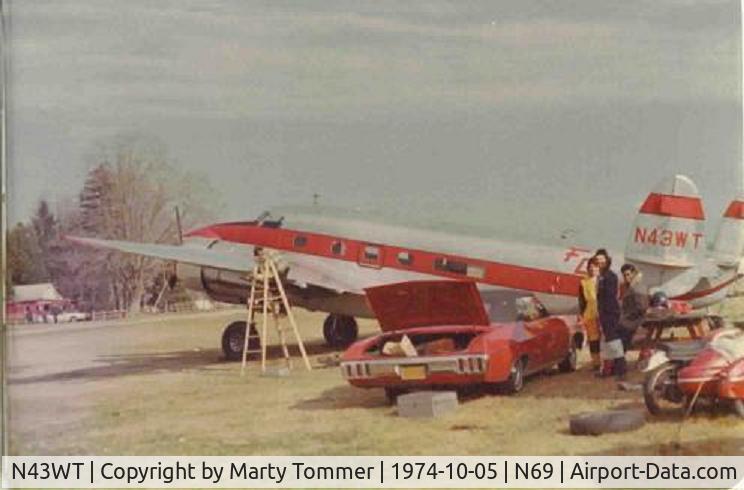 N43WT, 1943 Lockheed 18-56 Lodestar Lodestar C/N 18-2565, Photo taken at its then home, Stormville  NY  1974.  Used to haul Skydivers to 12,500.  Originally owned in the 1940s by actress Betty Hutton.