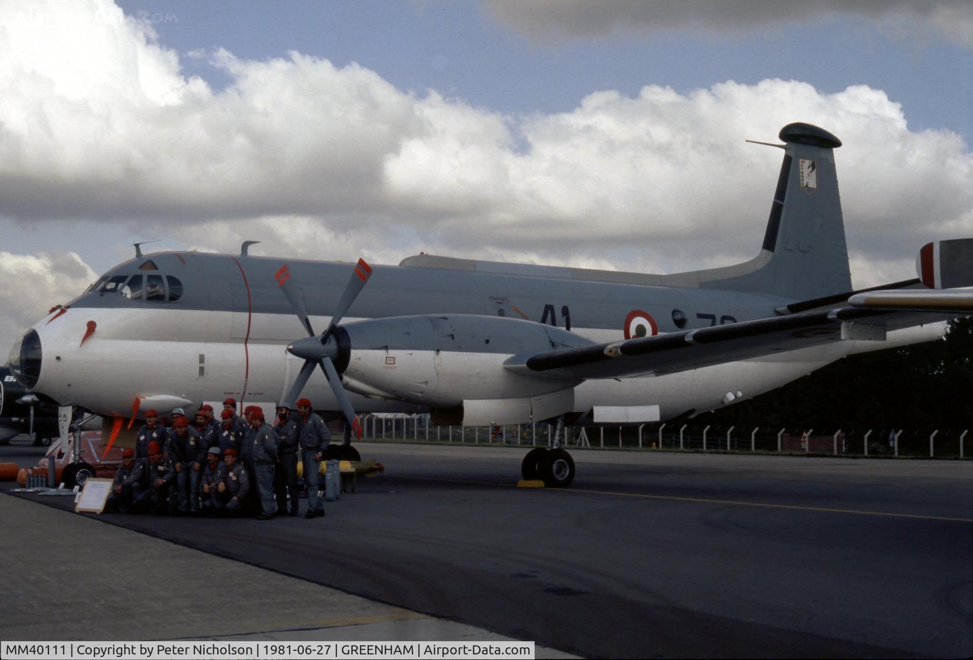 MM40111, Breguet 1150 Atlantic C/N 73, Atlantic of Italian Air Force's 41 Stormo on display at the 1981 Intnl Air Tattoo at RAF Greenham Common.