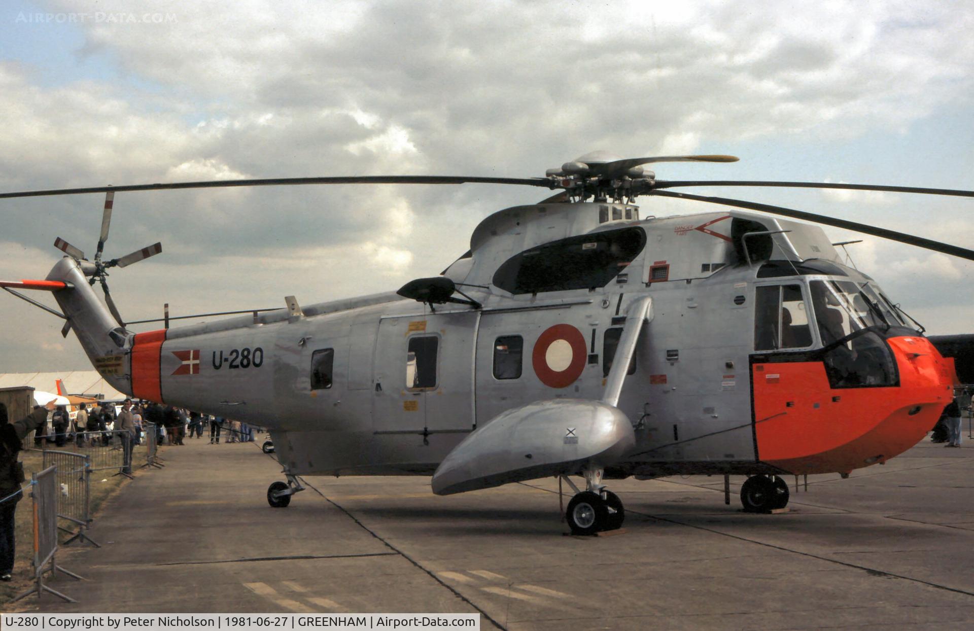 U-280, 1965 Sikorsky S-61A C/N 61280, Another view of the Royal Danish Air Force's Esk 722 Sea King on display at the 1981 Intnl Air Tattoo at RAF Greenham Common.