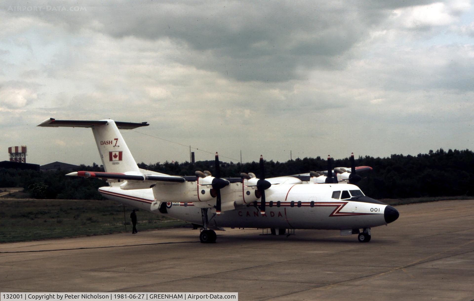 132001, 1979 De Havilland Canada CC-132 Dash 7 (DHC-7) C/N 8, This Dash Seven of 412 Squadron Canadian Armed Forces was on display at the 1981 Intnl Air Tattoo at RAF Greenham Common.