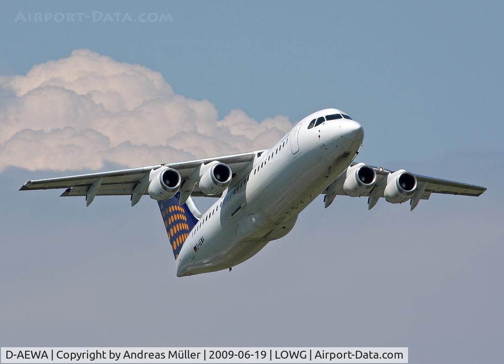 D-AEWA, 1990 British Aerospace BAe.146-300A C/N E3163, Takeoff.