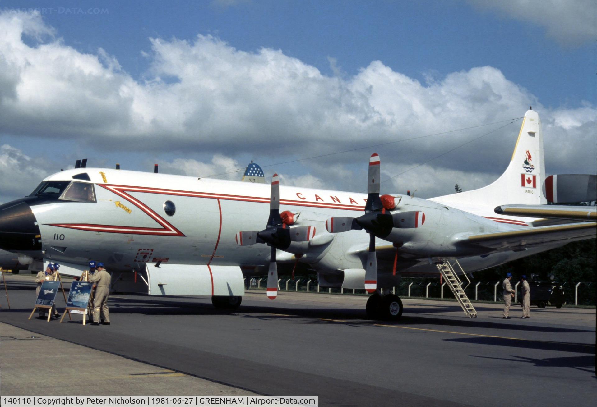 140110, 1980 Lockheed CP-140 Aurora C/N 285B-5712, CP-140 Aurora of 405 Squadron Canadian Armed Forces on display at the 1981 Intnl Air Tattoo at RAF Greenham Common.