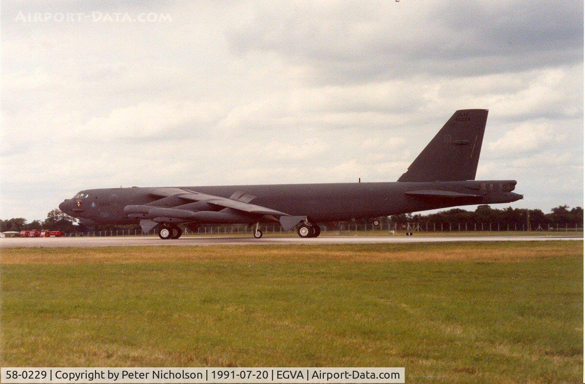 58-0229, 1958 Boeing B-52G Stratofortress C/N 464297, Another view of the 340 Bomb Squadron/97 Bomb Wing's B-52G at the 1991 Intnl Air Tattoo at RAF Fairford.
