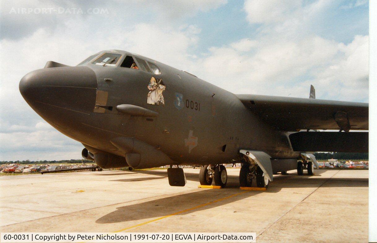 60-0031, 1960 Boeing B-52H Stratofortress C/N 464396, Another view of the 7 Bomb Wing Stratofortress at the 1991 Intnl Air Tattoo at RAF Fairford.