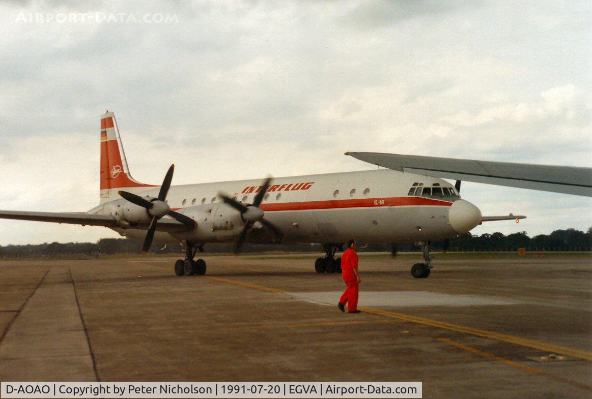 D-AOAO, Ilyushin Il-18D C/N 184007405, This Ilyushin Il-18 Coot of Interflug was a visitor to the 1991 Intnl Air Tattoo at RAF Fairford.
