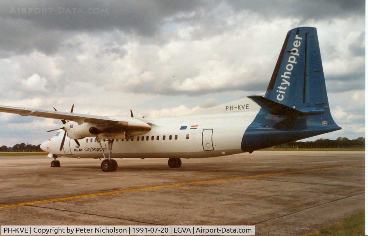 PH-KVE, 1990 Fokker 50 C/N 20206, This Fokker 50 of KLM Cityhopper was a visitor at the 1991 Intnl Air Tattoo at RAF Fairford.