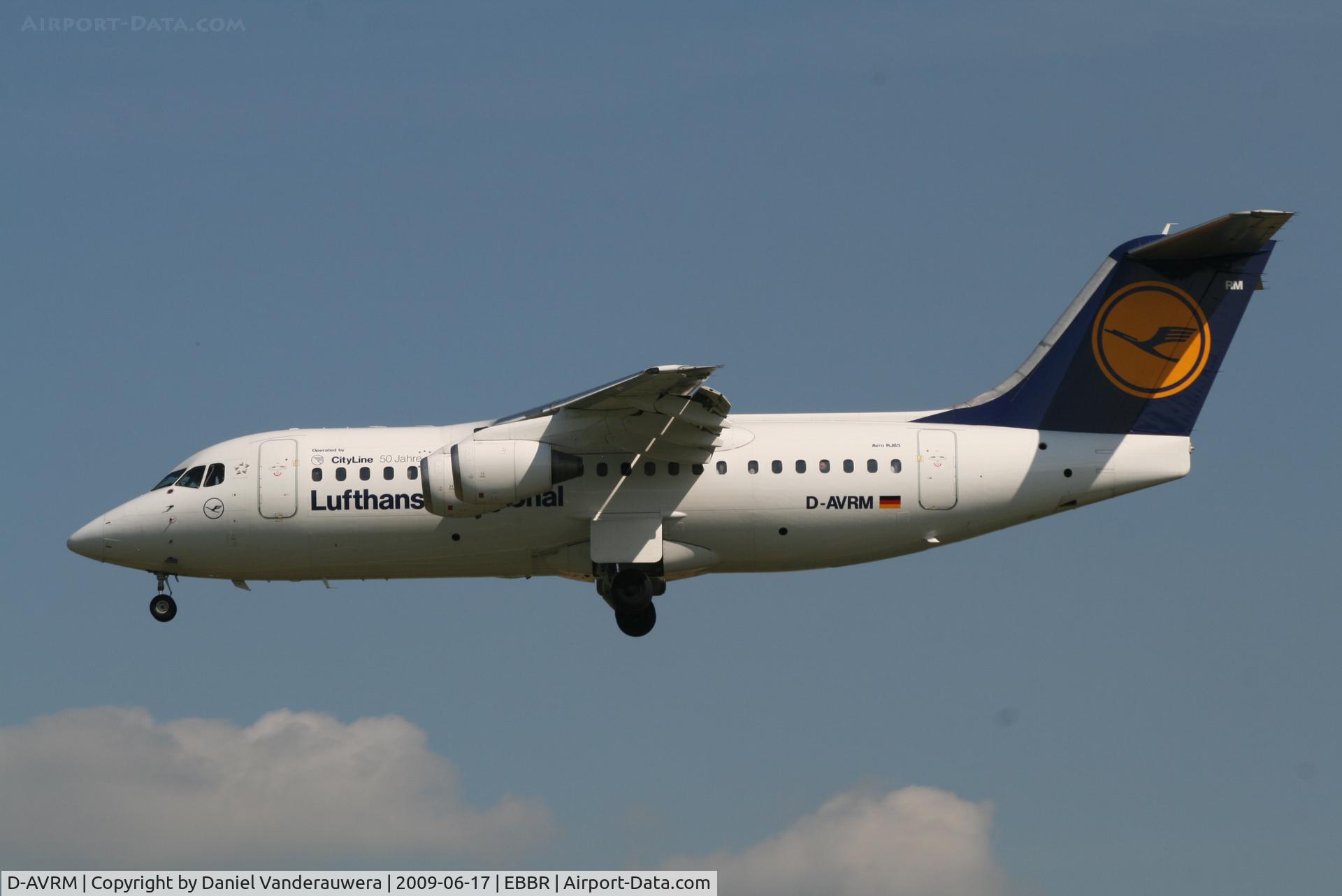 D-AVRM, 1996 British Aerospace Avro 146-RJ85 C/N E.2288, arrival of flight LH4602 to rwy 25L
