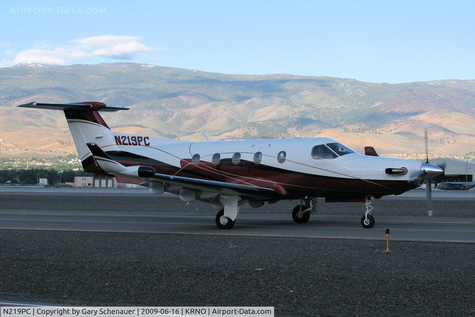 N219PC, 1998 Pilatus PC-12/45 C/N 219, Taxiing down Charlie taxiway for an early morning departure from KRNO's runway 16L