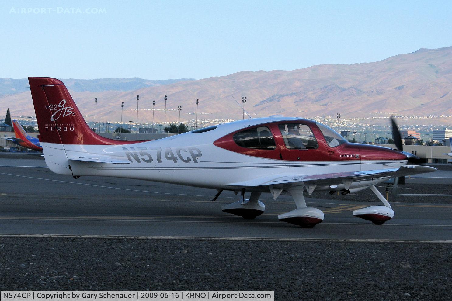 N574CP, Cirrus SR22 C/N 3336, Taxiing to Reno-Tahoe International's runway 16L for an early morning departure.
