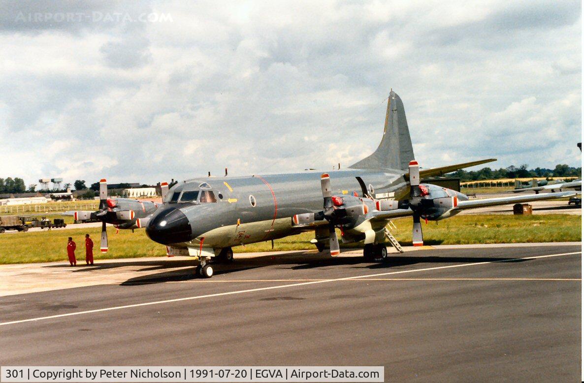 301, Lockheed P-3C-II Orion C/N 285E-5737, P-3C Orion of 320 Squadron Royal Netherlands Navy at the 1991 Intnl Air Tattoo at RAF Fairford.