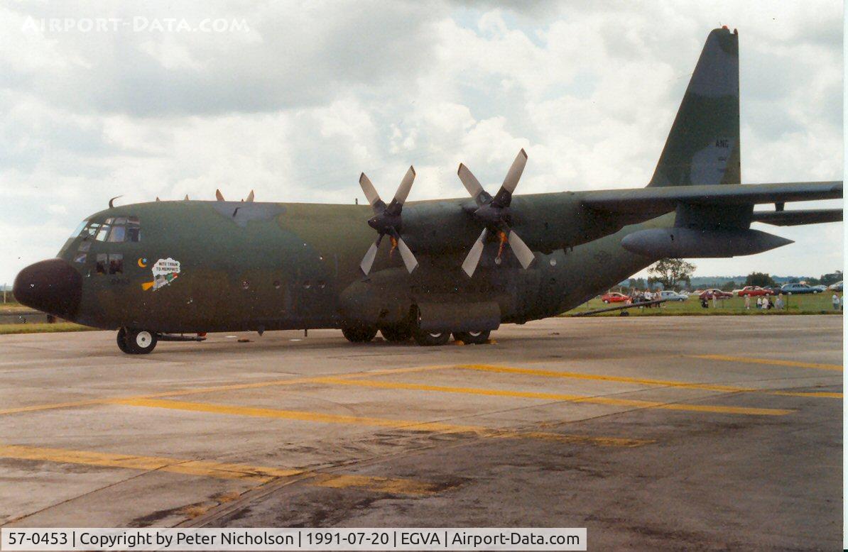 57-0453, 1957 Lockheed C-130A Hercules C/N 182-3160, C-130A Hercules of 155 Tactical Airlift Squadron Tennessee ANG on display at the 1991 Intnl Air Tattoo at RAF Fairford.