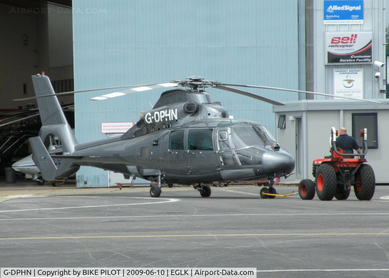 G-DPHN, 1988 Aerospatiale SA-365N-1 Dauphin 2 C/N 6307, TOWING HOTEL NOVEMBER OUT OF THE HANGER