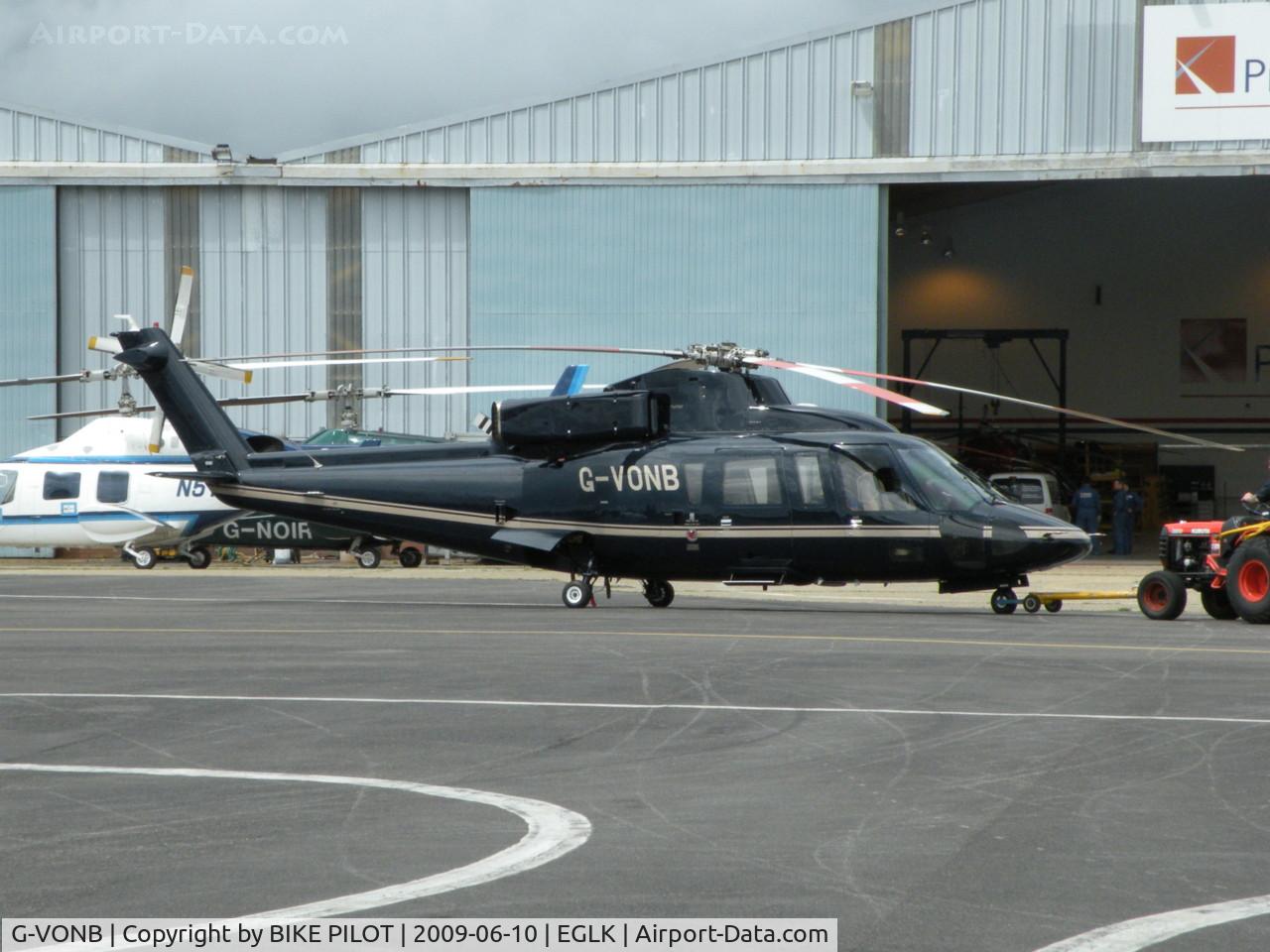 G-VONB, 1992 Sikorsky S-76B C/N 760399, ABOUT TO BE BACKED INTO THE PREMIAIR HANGER