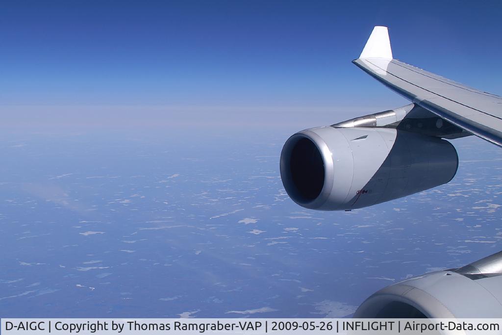 D-AIGC, 1993 Airbus A340-311 C/N 027, Lufthansa Airbus A340-300 (inflight FRA->YYC)