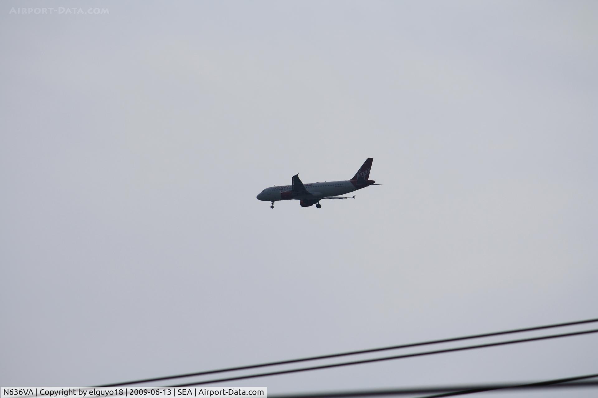 N636VA, 2008 Airbus A320-214 C/N 3460, LANDING AT SEATTLE