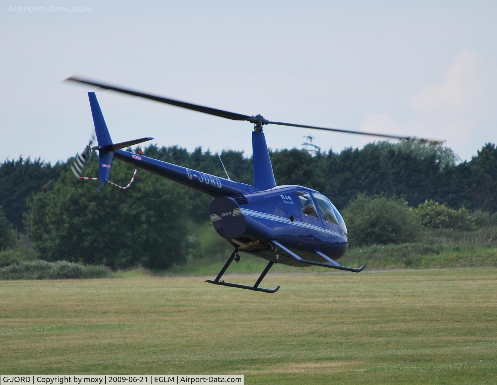 G-JORD, 2007 Robinson R44 II C/N 11725, Robinson R44 II departing White Waltham