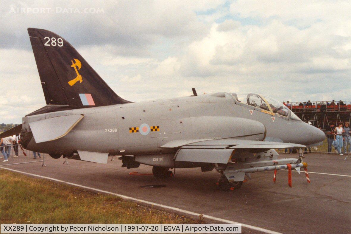 XX289, 1979 Hawker Siddeley Hawk T.1A C/N 115/312114, Hawk T.1A of 63 Squadron on display at the 1991 Intnl Air Tattoo at RAF Fairford.