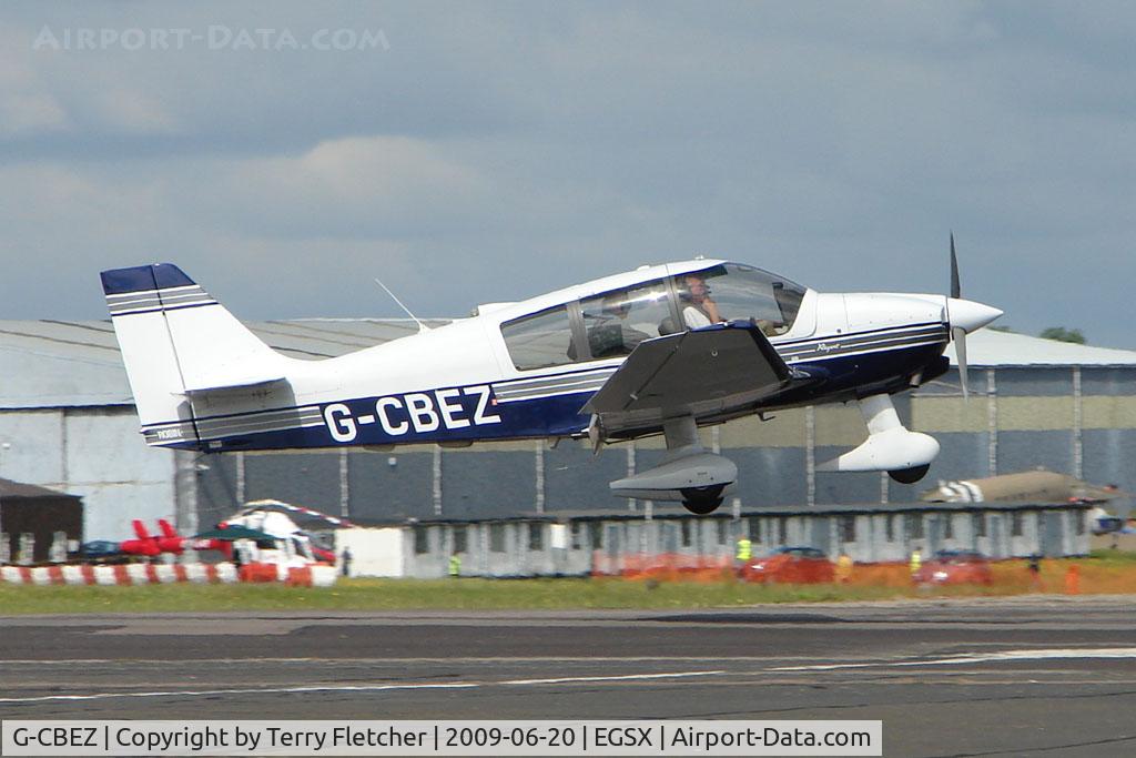 G-CBEZ, 2002 Robin DR-400-180 Regent Regent C/N 2511, Robin arrives at North Weald on 2009 Air Britain Fly-in Day 1