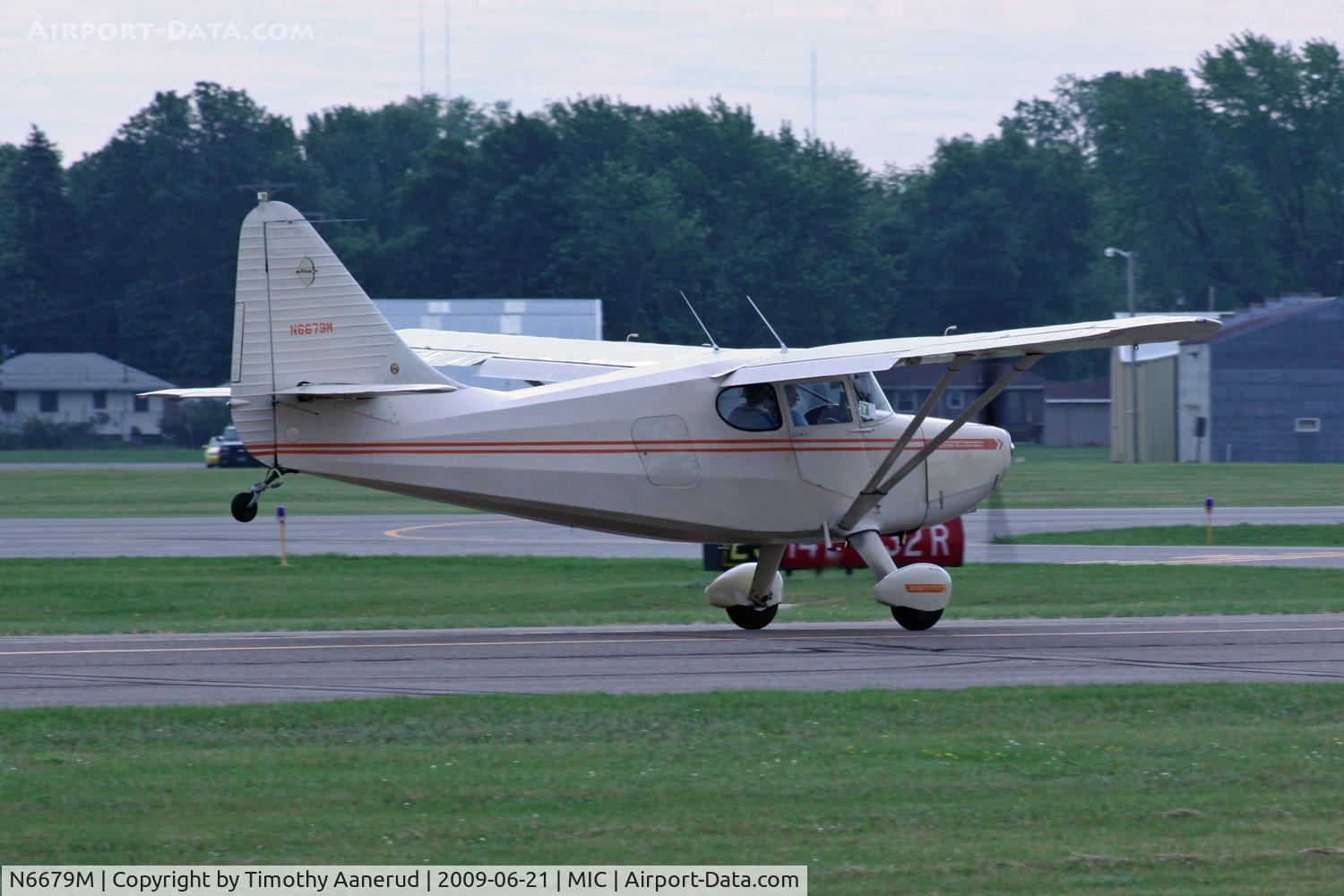 N6679M, 1948 Stinson 108-3 Voyager C/N 108-4679, 1948 Stinson 108-3, c/n: 108-4679, doing a wheelie all the way down the runway