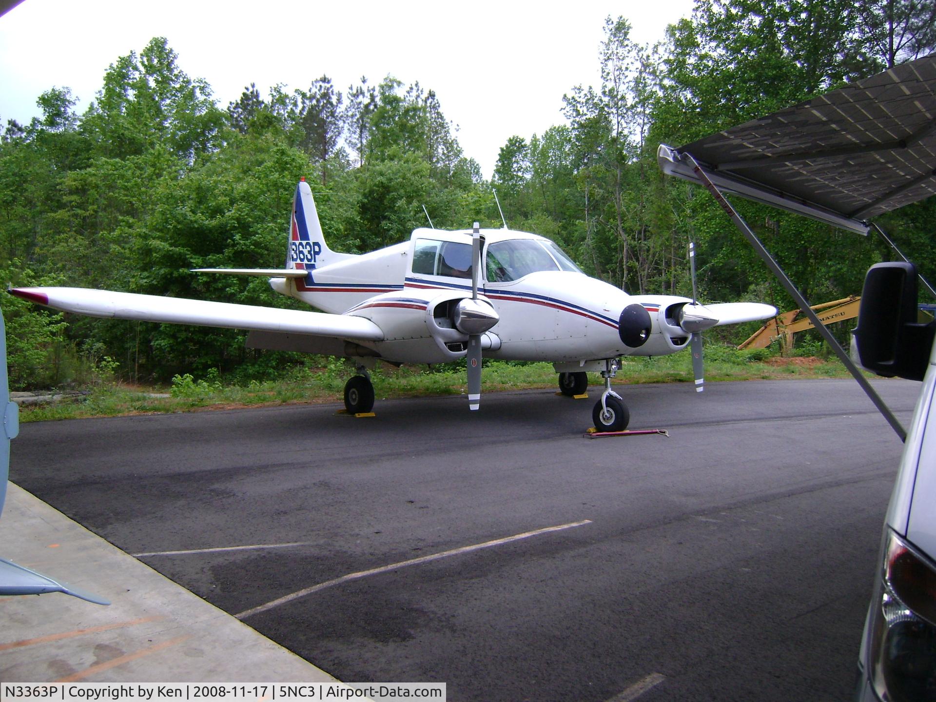 N3363P, 1958 Piper PA-23-160 Apache C/N 23-1320, Parked outside hangar at 5NC3