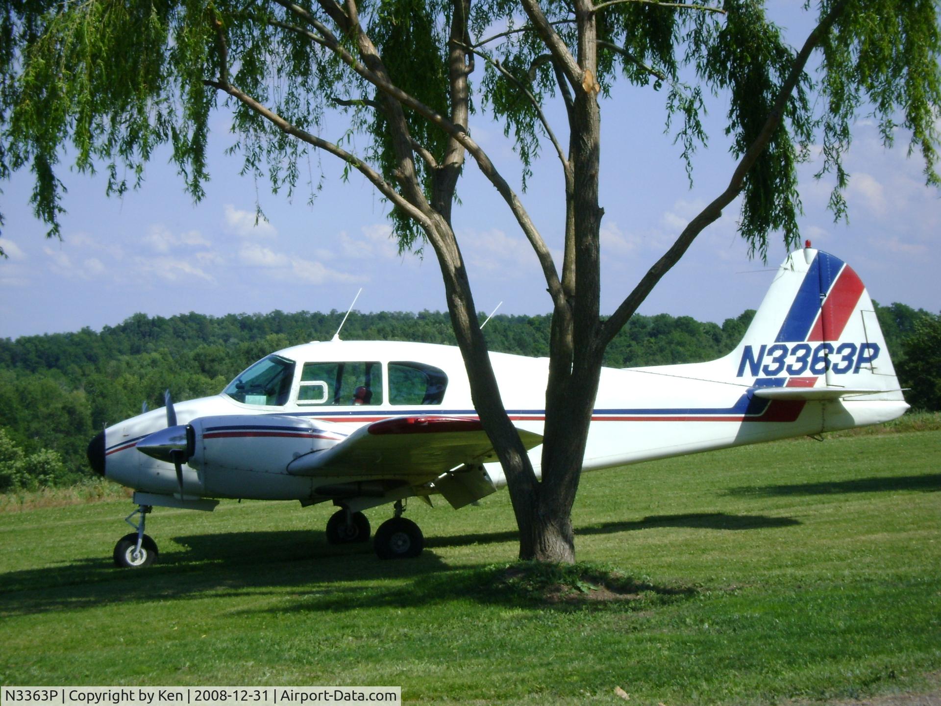 N3363P, 1958 Piper PA-23-160 Apache C/N 23-1320, Parked Belcher Field, Lyons, N.Y.